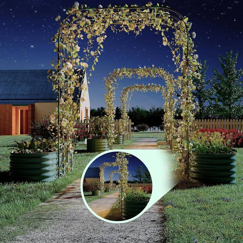 96-Inch Arched Grid Galvanized Raised Garden Bed With Plant Clips And Drainage Net