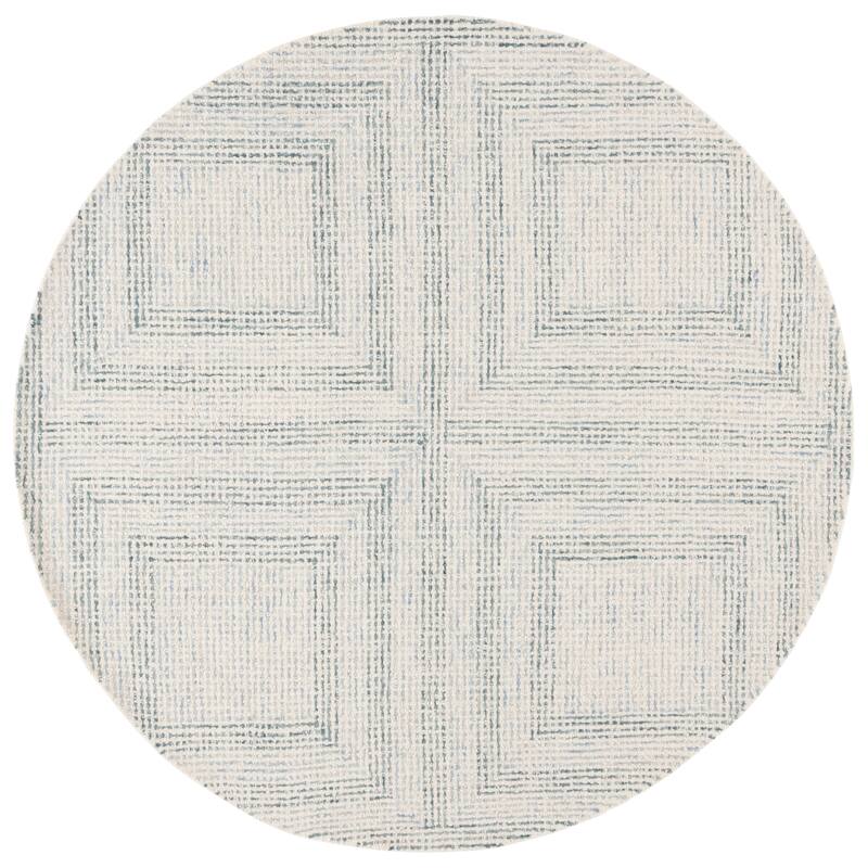 SAFAVIEH Handmade Abstract Garan Modern & Contemporary Wool Rug - 6' Round - Ivory/Blue
