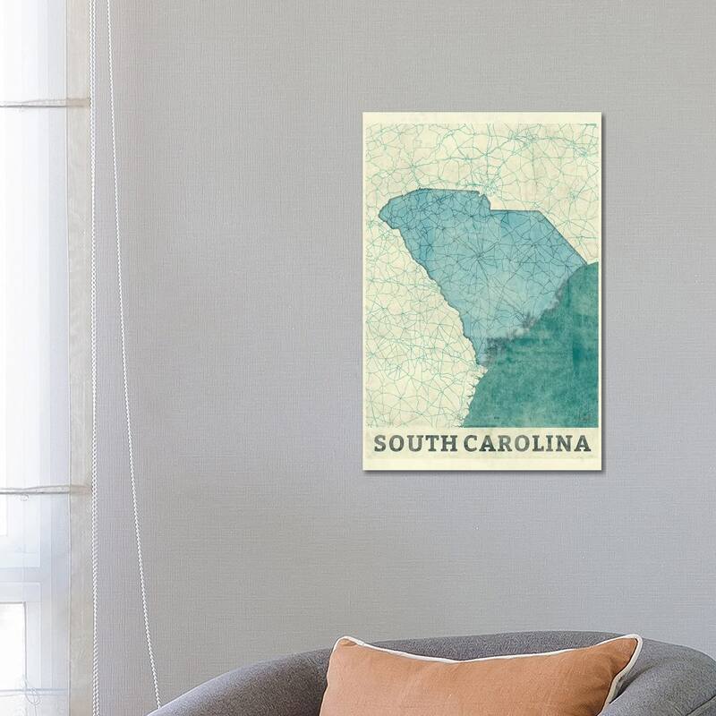 iCanvas "South Carolina Map" by Hubert Roguski Canvas Print - 26x18x1.5