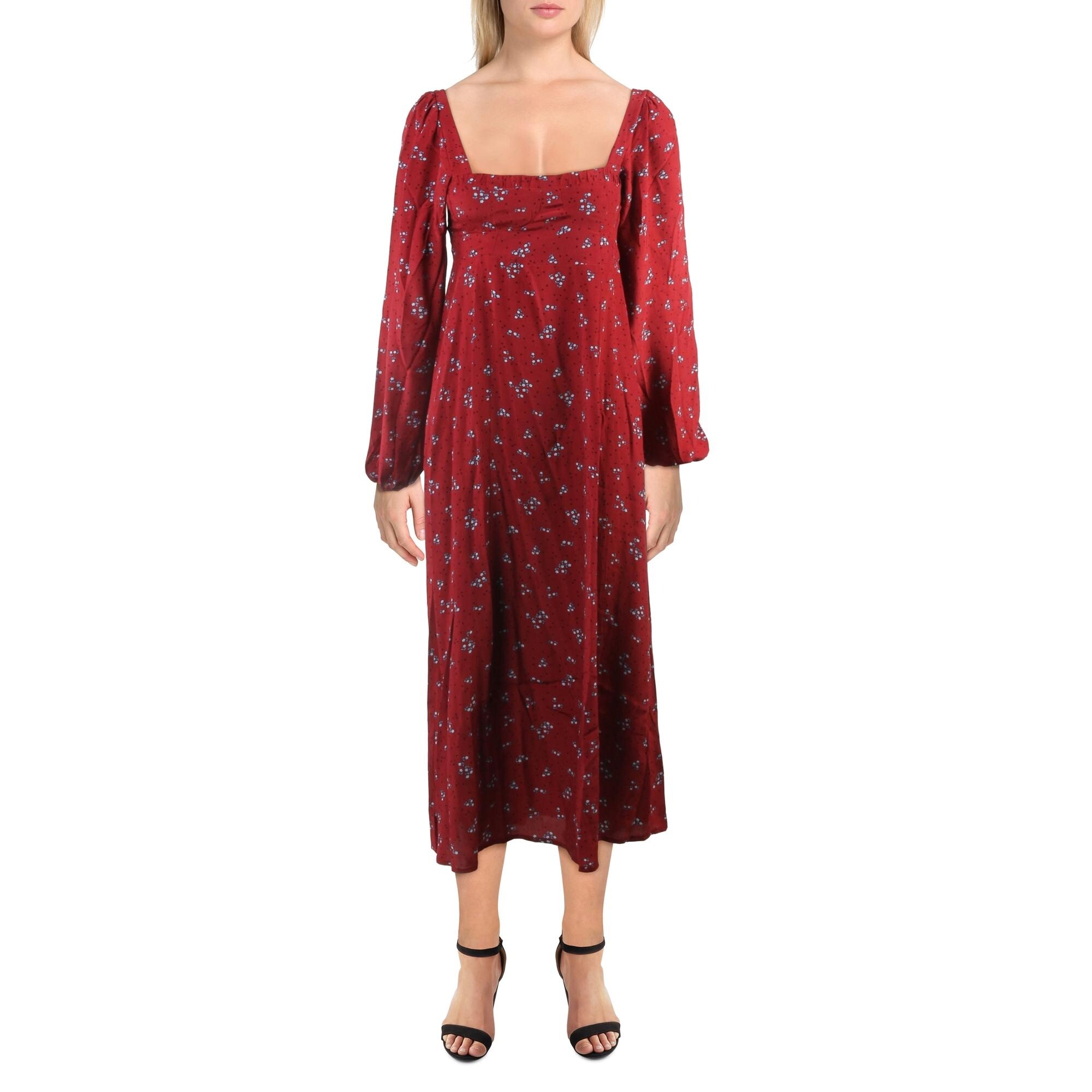 balloon sleeve midi dress