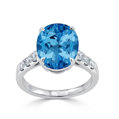 Auriya 4 3/4ct Fancy Oval Swiss Blue Topaz and Diamond Engagement Ring 3/8ctw 18K Gold