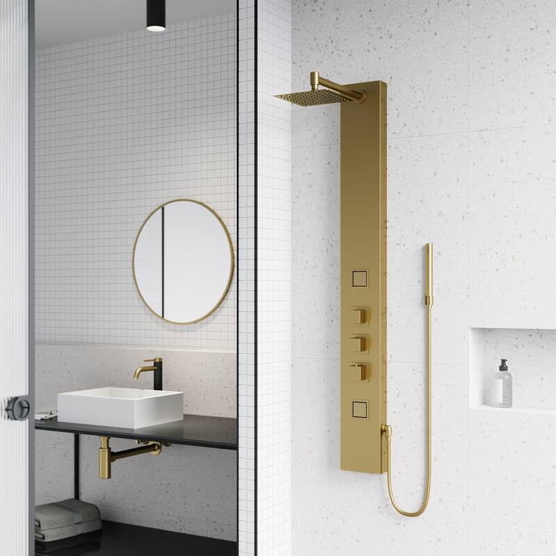 VIGO Rector 55" H x 6" W 2-Jet Retro Shower Panel with Square Shower Head