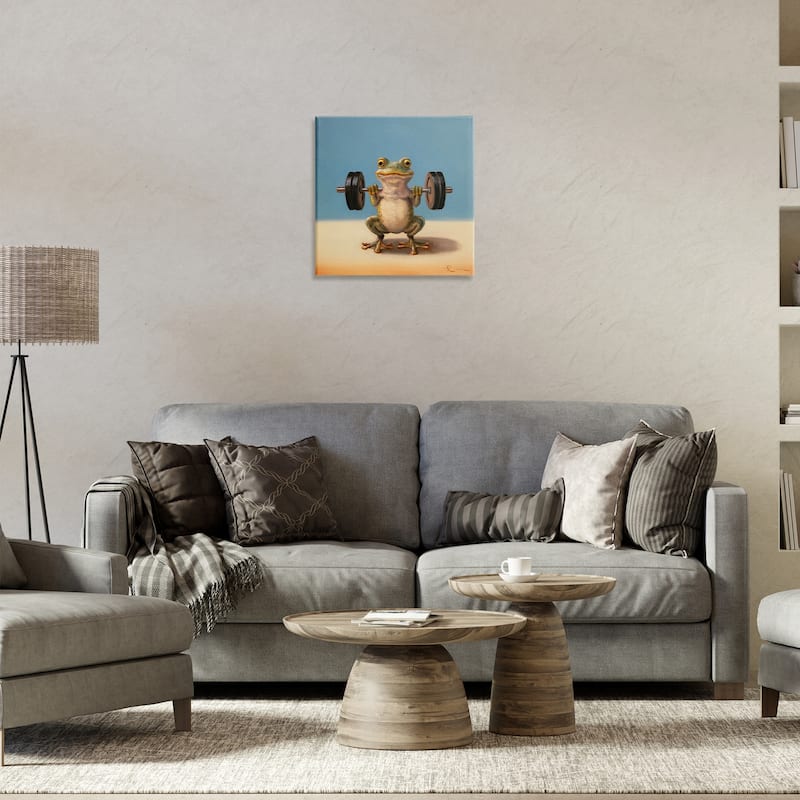 Stupell Weightlifting Frog Training Canvas Wall Art Design By Lucia Heffernan