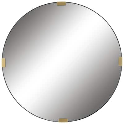 Band Framed Round Wall Mirror - 43" - Black and Gold