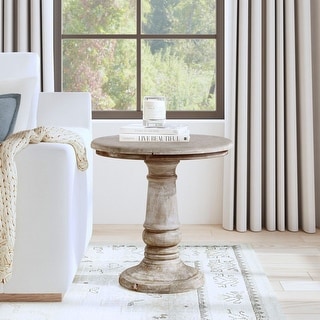 Kafe Natural Mango Wood Round Side Table by East at Main - Bed Bath ...