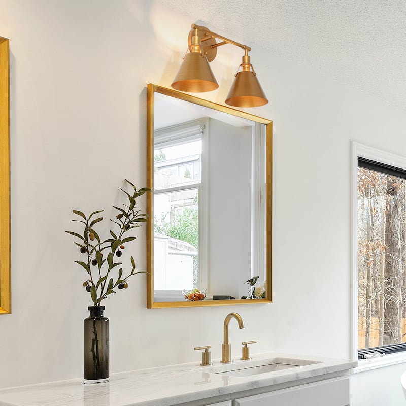 Coney Modern 2-Light Brushed Gold Bathroom Vanity Light Wall Sconces