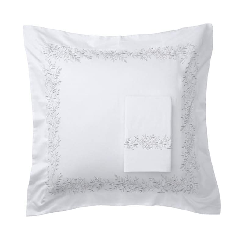 Home Sweet Home Collection 600TC Cotton Floral Embroidery Duvet Set - 3 Color - White - Euro Sham - 2 Piece