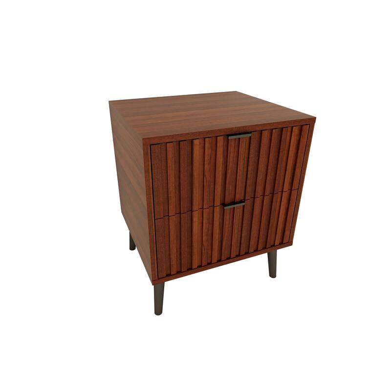 High-Quality Engineered Wooden Nightstand With 2 Drawers