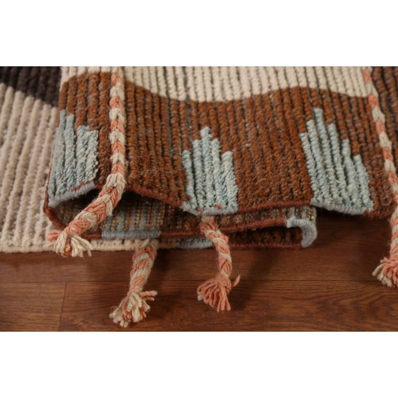 All-Over Moroccan Abstract Area Rug Hand-Knotted Wool Carpet - 8'11"x 12'8"