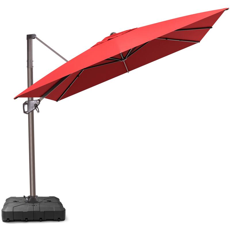Outdoor 11 x 9 FT Patio 360 Degree Rotation Cantilever Umbrella with Base