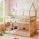 preview thumbnail 4 of 18, Costway Twin Over Twin House Bunk Bed with Roof, Ladder & Full-length Natural
