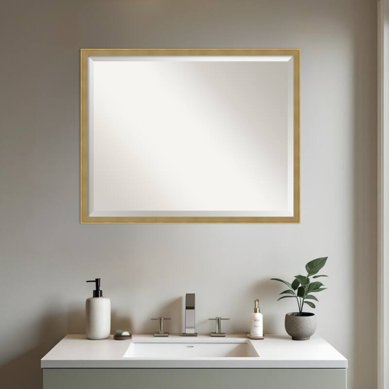 Incline Beveled Wood Framed Bathroom Vanity Wall Mirror