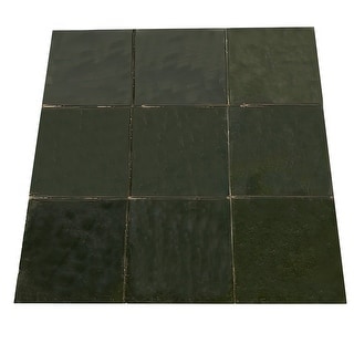 Contemporary Zellige Panels, 12" x 12" x 1/2", Square, Hunter Green