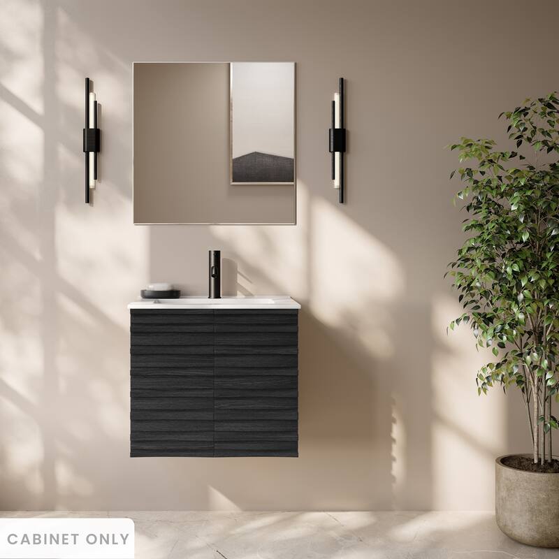 Cascade 24" Wall-Mounted Bathroom Vanity Cabinet Without Top In Black Oak - 24