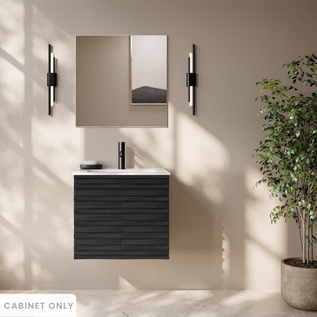 Cascade 24" Wall-Mounted Bathroom Vanity Cabinet Without Top In Black Oak - 24