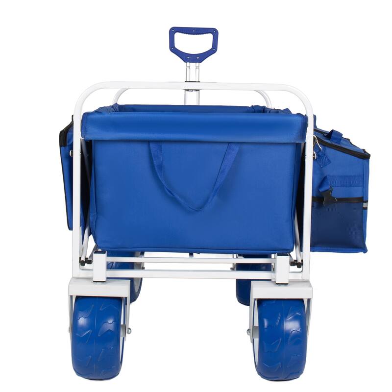 Beach Wagon Cart, 500lbs Heavy Duty Collapsible Folding Wagon, Oversized 150L, 9" PVC All-Terrain Wheels, Adjustable Handle