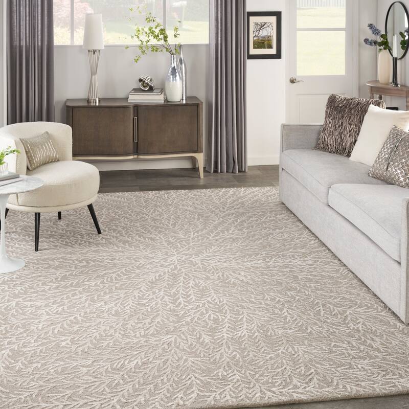 Michael Amini Star Contemporary Textured Botanical Abstract Glam Area Rug