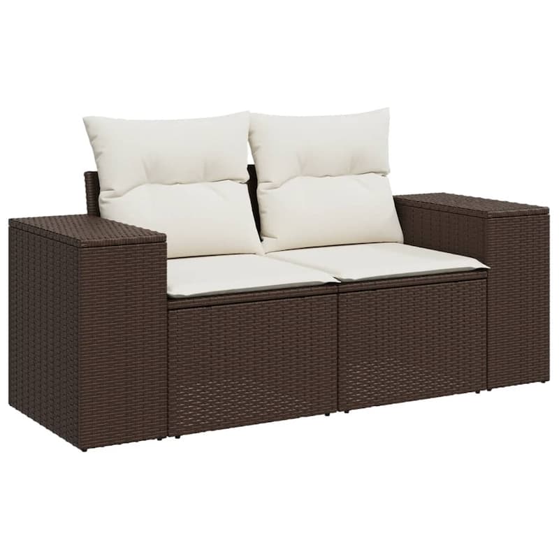 vidaXL Patio Sofa Set with Cushions Outdoor Furniture 6 Piece Poly Rattan - 24.4 x 32.7 x 27.2 in