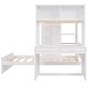 preview thumbnail 13 of 17, Multifunctional Design Loft Bed with Ladder, Wardrobe, Desk and Bookshelves, Full size, White