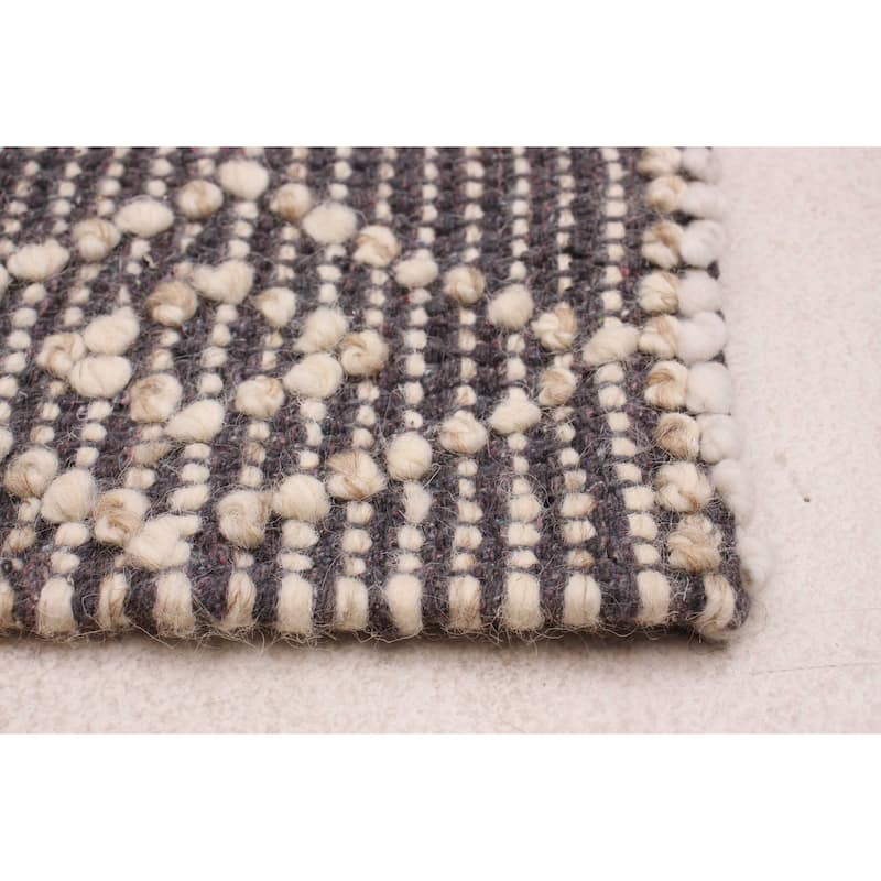 ECARPETGALLERY Braid weave Sienna Grey Wool Rug - 4'0 x 6'0