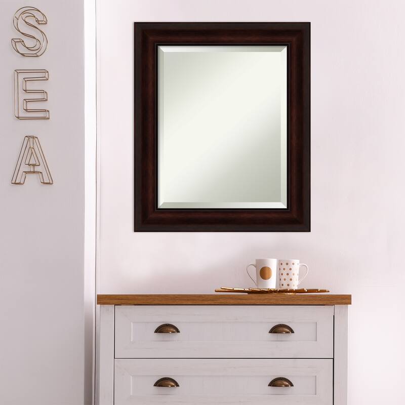 Beveled Wall Mirror - Coffee Bean Brown Frame - Coffee Bean Brown