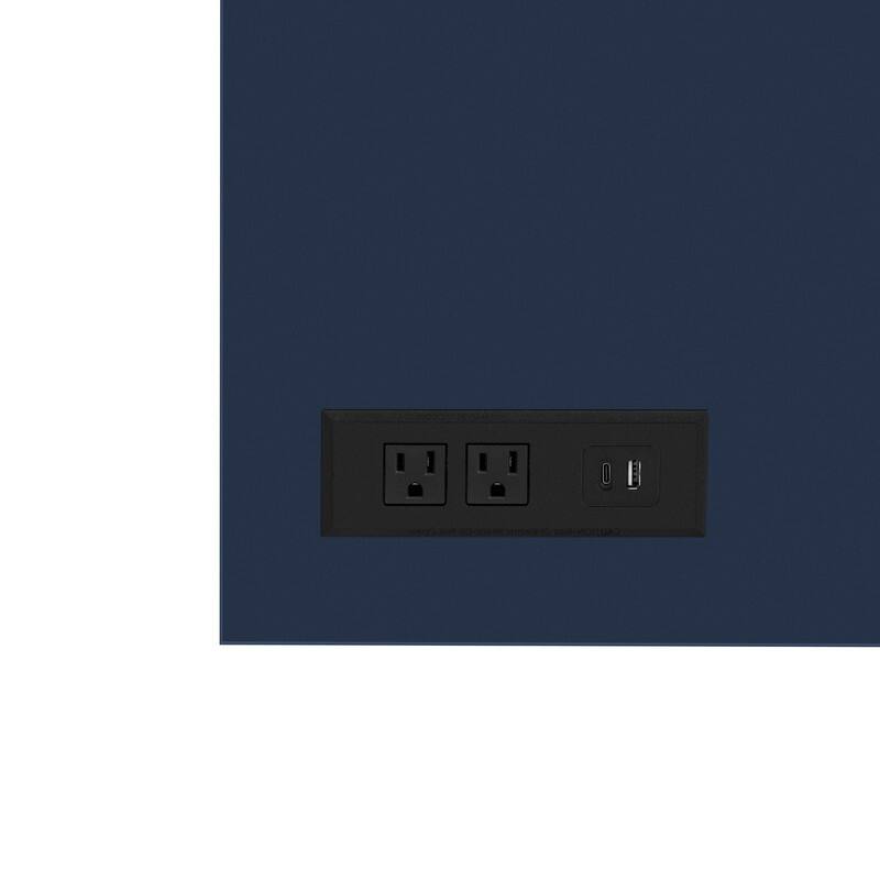 Modern 4-Door Sideboard Buffet with Power Outlets Adjustable Shelves and Half-Open Storage Design