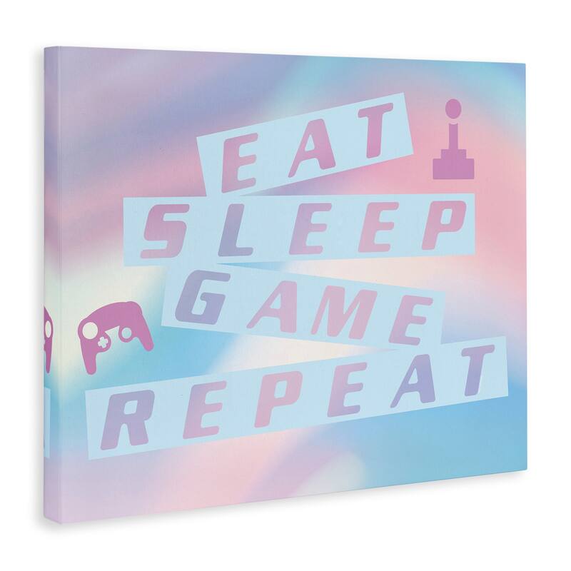 Stupell Pastel Eat Sleep Game Canvas Wall Art Design By Yass Naffas Designs