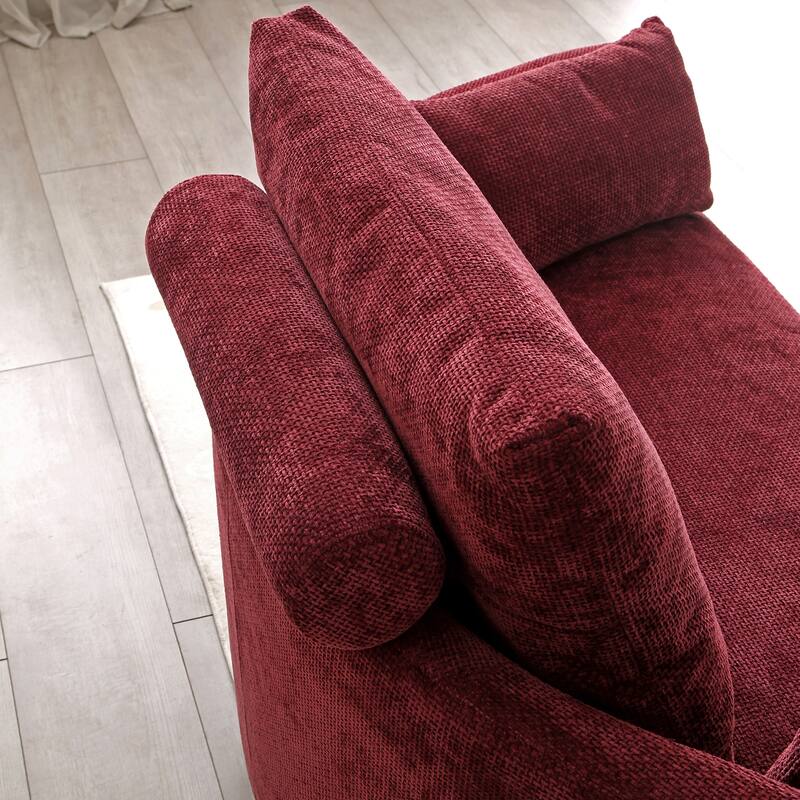 Foldable Multi-functional Sofa Bed, Burgundy, Linen, 55x29x21 inches