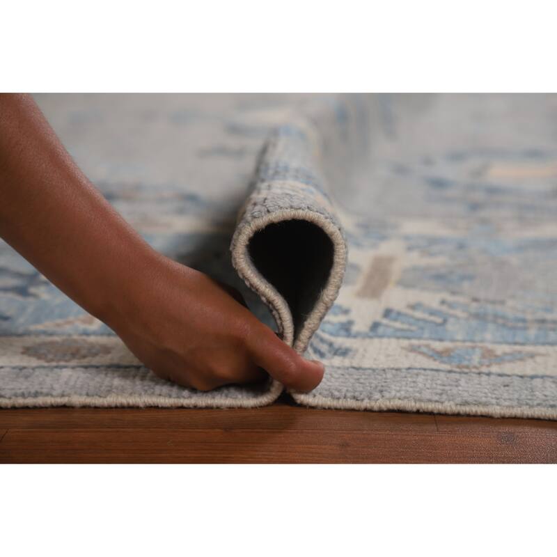 Hand Knotted Oriental 100% Wool Carpet Transitional All-Over Greys & Charcoal Oushak Area Rug - 11' 7'' X 7' 11''
