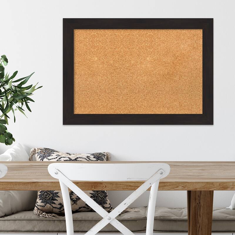 Furniture Espresso Narrow Framed Cork Bulletin Memo Board