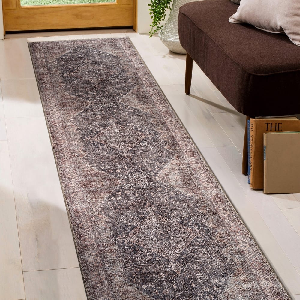 World Rug Gallery Oriental Washable Flat Pile Non-Slip Area Rug