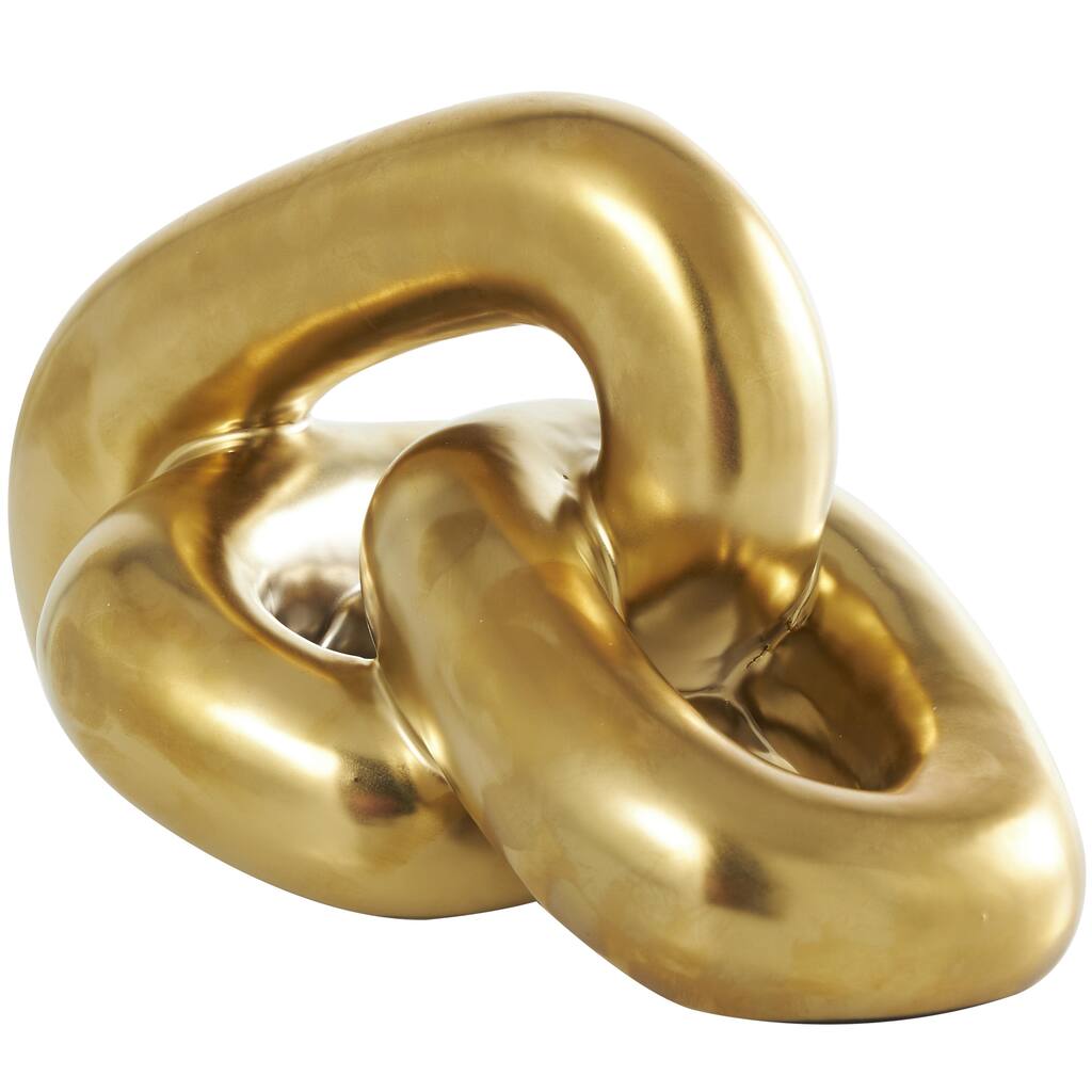 Ceramic Chain 3 Link Decorative Sculpture - Gold, Silver - Roche River Decor
