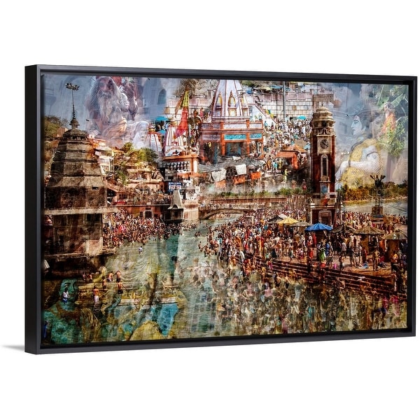"Holy India" Black Float Frame Canvas Art