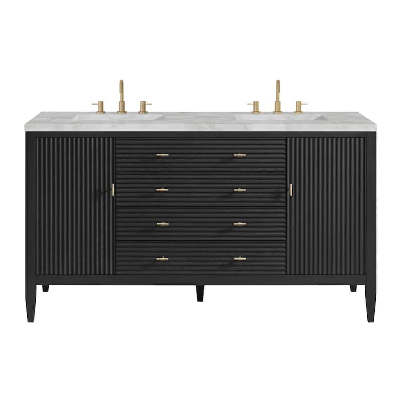James Martin Vanities 485-V60D-3VSL Myrrin 60" Double Basin Wood - Carbon Oak - Oak Finish