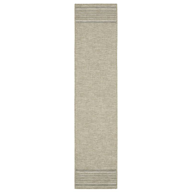 Vista Home Tangelo Banded Border Tan/Black Ultimate Performance Area Rug. - 1'10" x 7'6"