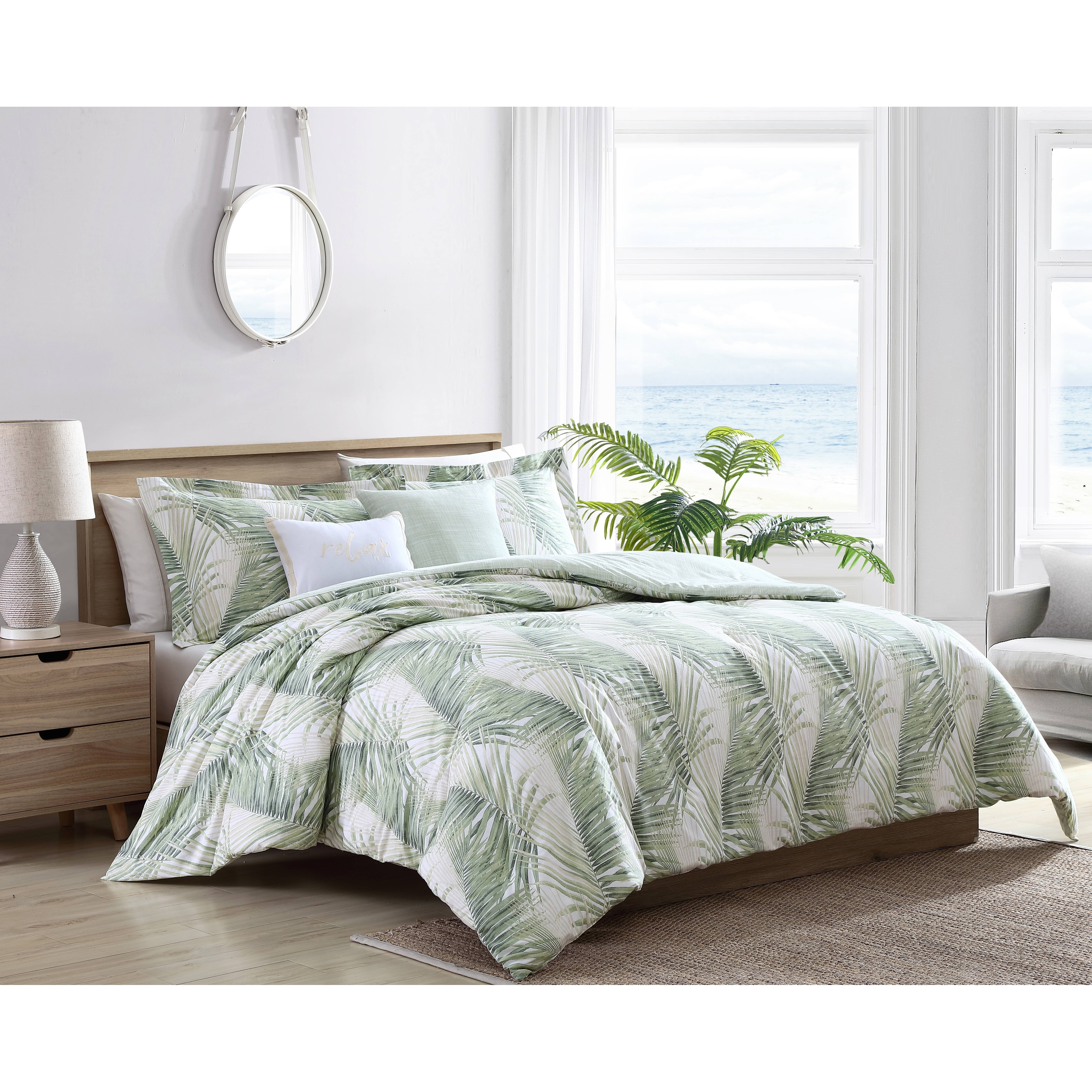 Tommy Bahama Kauai Green Cotton Reversible 5 Piece Comforter Set