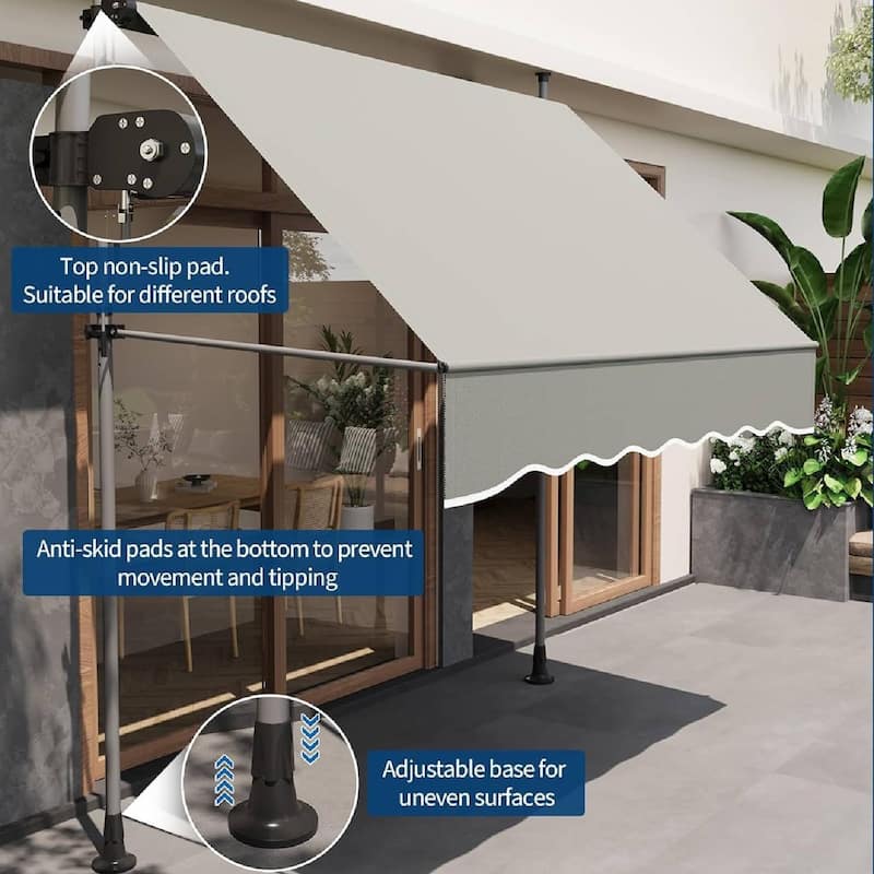 Outdoor Sunshade Shelter, Manual Patio Retractable Awning, UV Protection for Backyard Garden - N/A