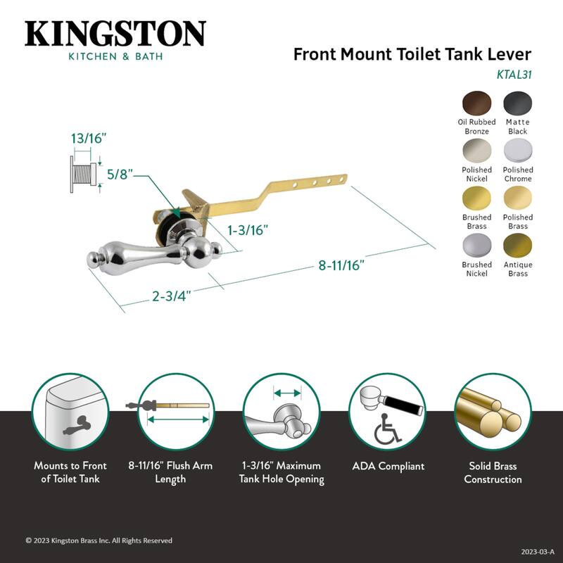 Kingston Brass Restoration Front Mount Toilet Tank Lever