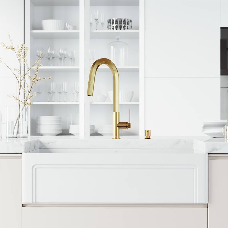 VIGO Hart Hexad 18" H Single Handle Pull-Down Kitchen Faucet