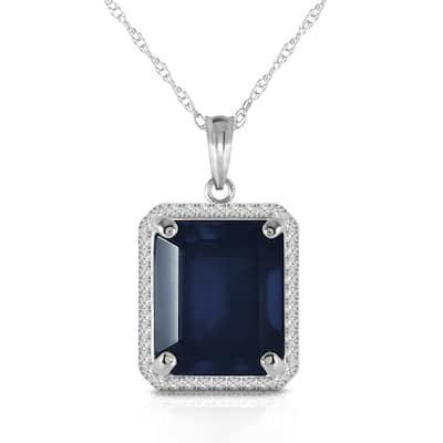 6.6 Carat 14K Solid Gold Gemstone Necklace Natural Diamond Sapphire