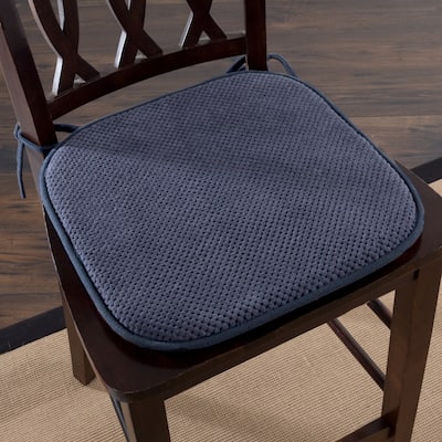 Memory Foam Chair Cushion Machine Washable Pad with Ties and Nonslip Backing by Lavish Home (Navy)