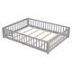 Twin/Full/Queen size Floor Platform Bed with Fence and Door for Kids, Toddlers
