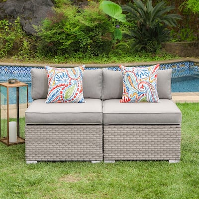 COSIEST 2 - Piece Sectional Add-on Armless Cushioned Patio Chairs