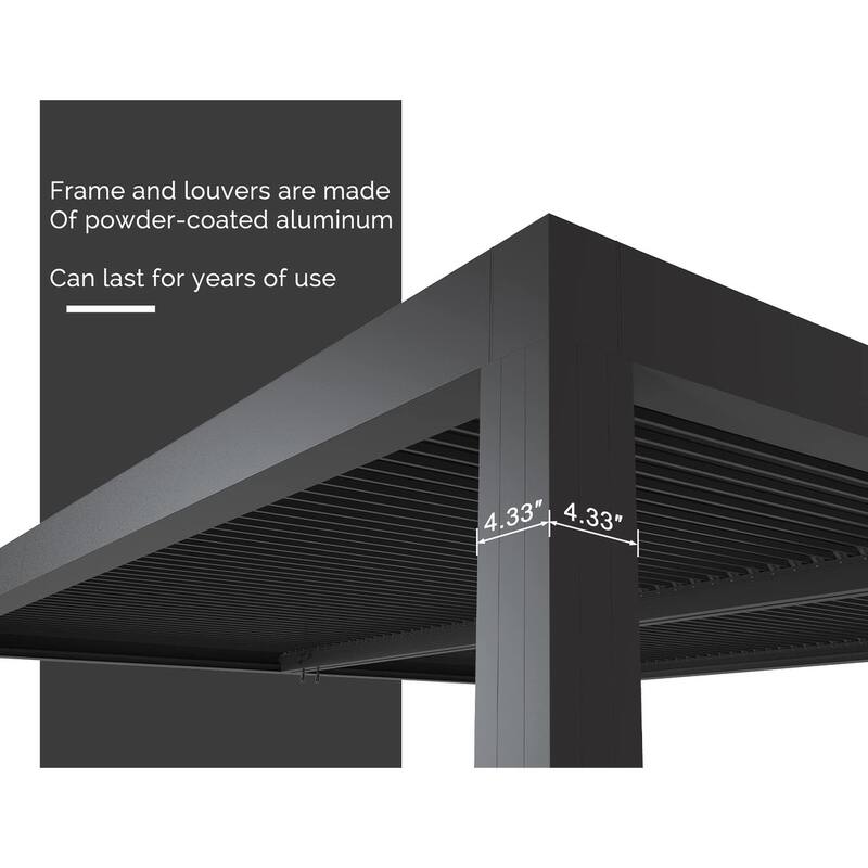 PURPLE LEAF Louvered Pergola with Solar Lights Hardtop Gazebo for Patio