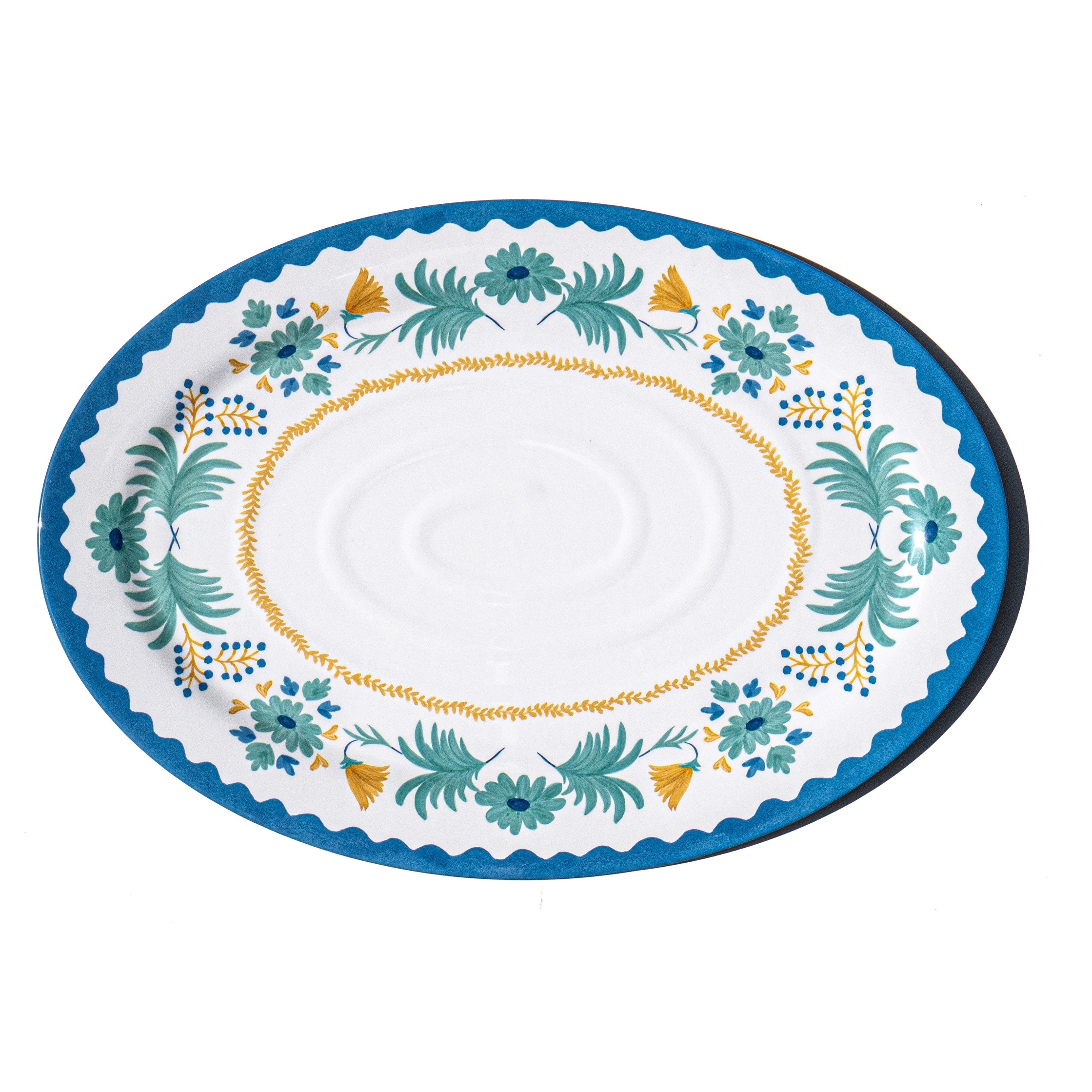 Abode Homewares Montelupo Melamine Oval Serving Platter - Multicolor - 20" x 14"