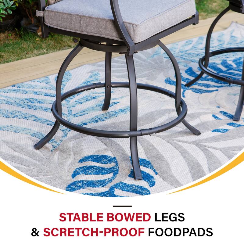 5-Piece Dining Bar Set, 4 Metal Swivel Bar Chairs and 1 Rectangular Metal Bar Height Table