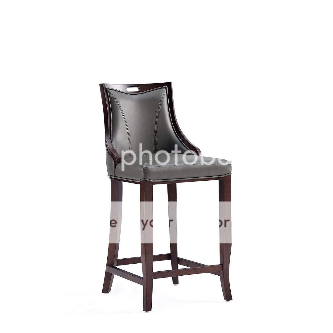 Manhattan Comfort Emperor Wood Upholstered Barstool - Pebble Grey