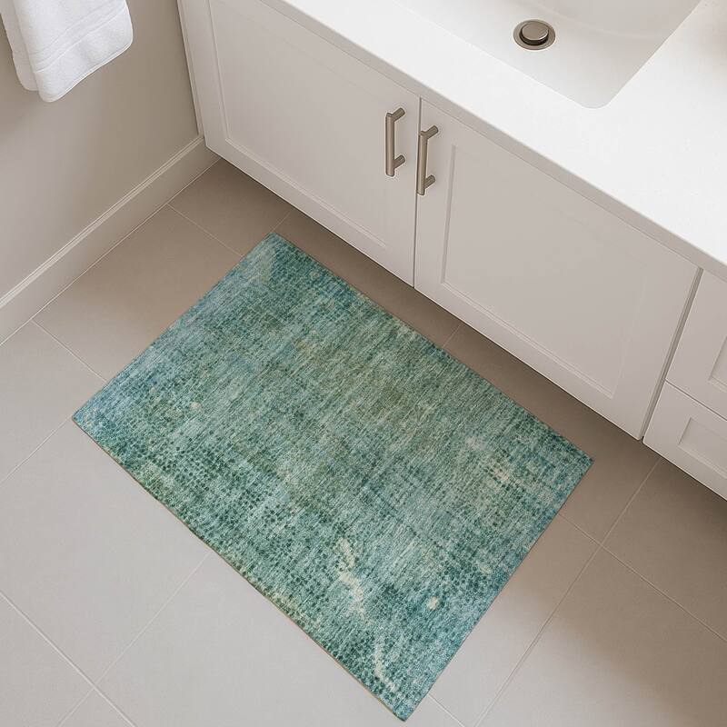 Premium Washable Super Soft Modern Imprints Mayfield Rug - Teal - 1'8" x 2'6"