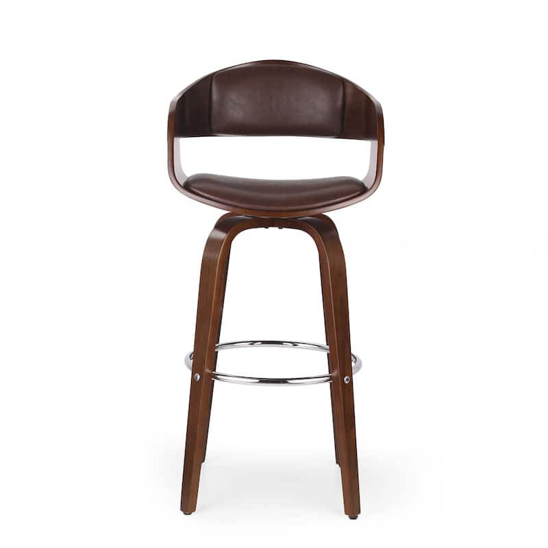 Roomfitters Upholstered Bar Stool, 30" High Dining Stool with Wood Frame and Padded Seat, Dark Brown