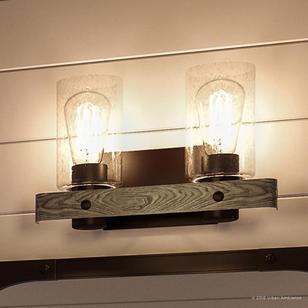 Luxury Modern Farmhouse Bathroom Vanity Light, 8.5"H x 15.5"W, with Rustic Style, Charcoal Finish by Urban Ambiance. Opens flyout.